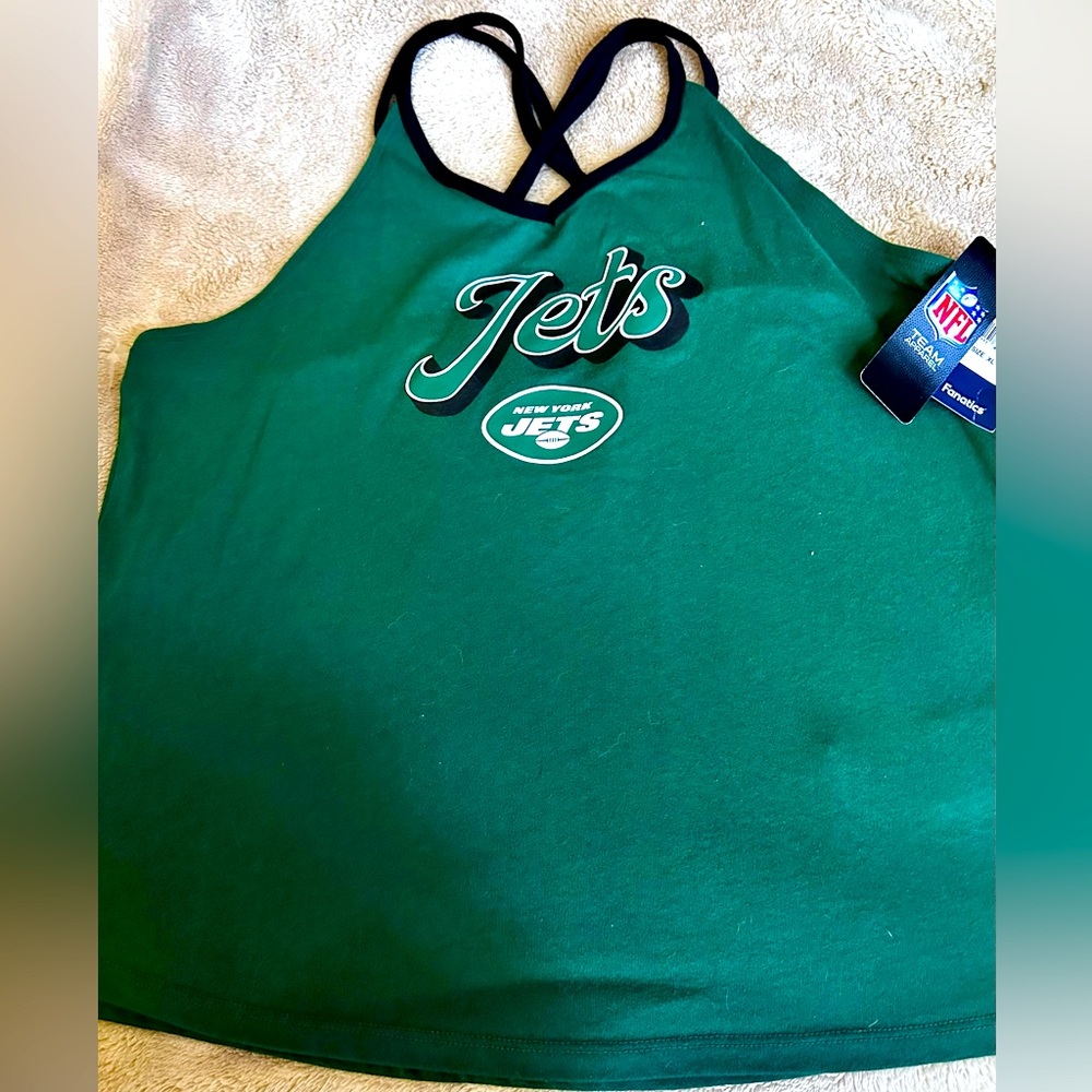 NWT NFL NY Jets Green Crop Backless‎ Tank Top Size XL